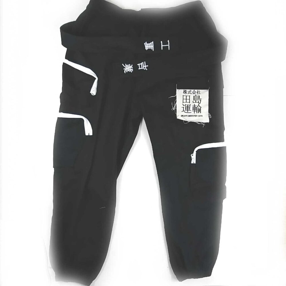 NWT Urban Techwear Black Belted Cargo Pants Size M, Niepce Japanese Streetwear